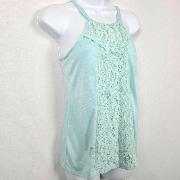 Vanity Lace Front Halter Tank Top Mint Green S - Picture 3 of 7
